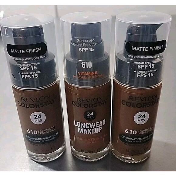 3 Revlon ColorStay Makeup Combination Oily Skin SPF 15, 610 Espresso - Picture 1 of 2